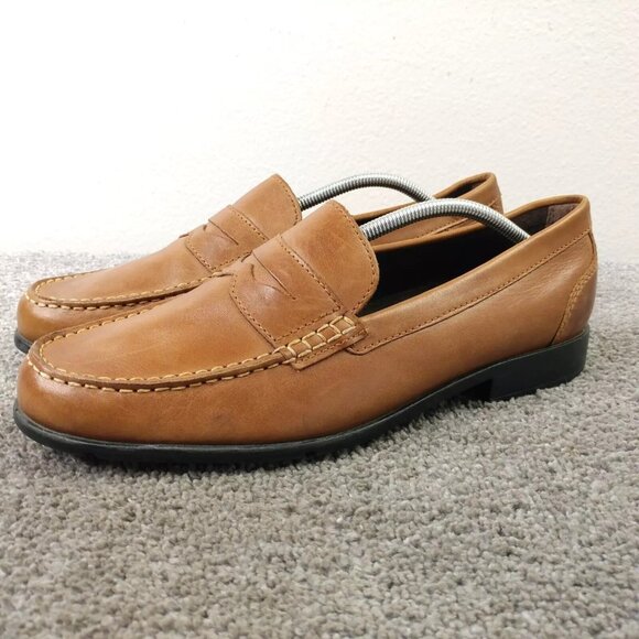 Rockport Penny Loafers Mens Size 11.5 Shoes Slip On Walk Ability Brown Leather - Picture 1 of 11